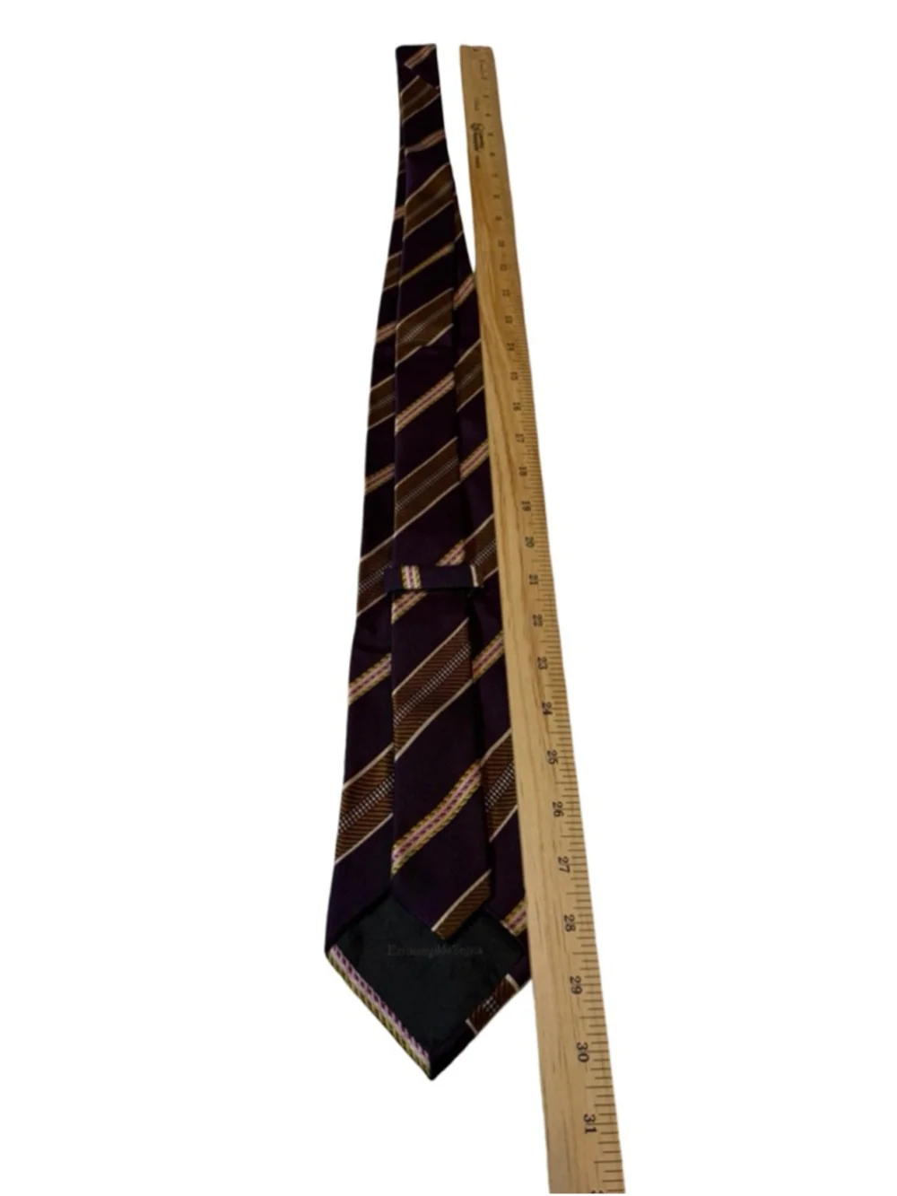 Ermenegildo Zegna Silk Tie Purple Brown Stripe Italy Luxury Designer